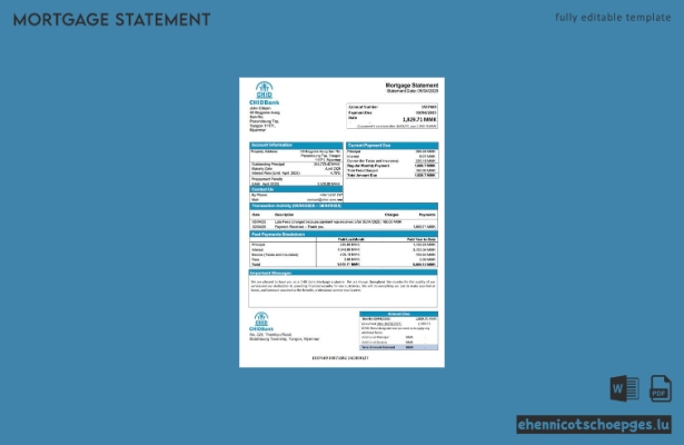 Myanmar CHID Bank Hypothekenabrechnung Word- und PDF-Beispielvorschau